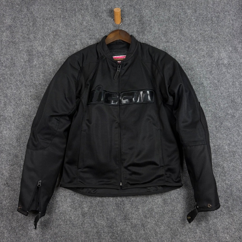 Icon Hooligan 2 Mesh Riding Jacket Mens Medium Black Motorcycle Padded Armor